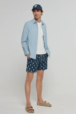 Pepe Jeans Camisa De Algodon Unicolor Slim Fit. Azul Medio Outlet