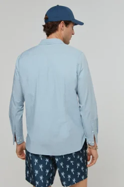 Pepe Jeans Camisa De Algodon Unicolor Slim Fit. Azul Medio Outlet