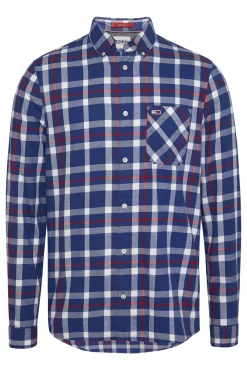 Tommy Jeans Camisa De Cuadros Con Bolsillo Azul Oscuro Clearance
