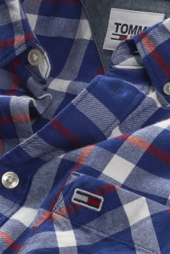 Tommy Jeans Camisa De Cuadros Con Bolsillo Azul Oscuro Clearance