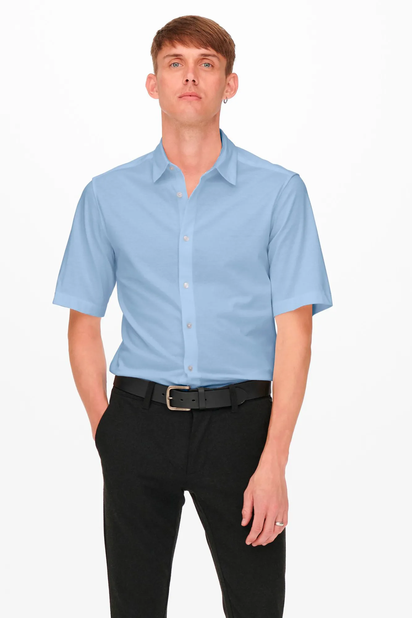 Only & Sons Camisa De Manga Larga Con Botones Azul Claro Clearance
