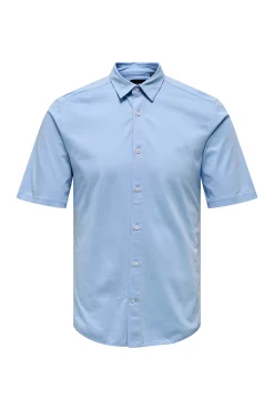 Only & Sons Camisa De Manga Larga Con Botones Azul Claro Clearance
