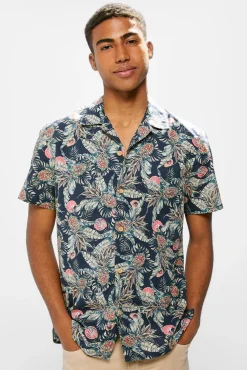 * Camisa Estampada Azul Oscuro Online