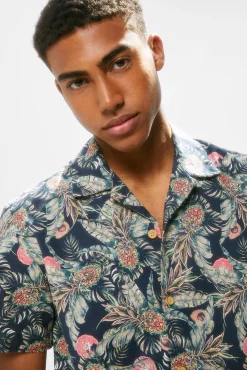 * Camisa Estampada Azul Oscuro Online