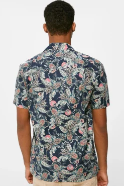 * Camisa Estampada Azul Oscuro Online