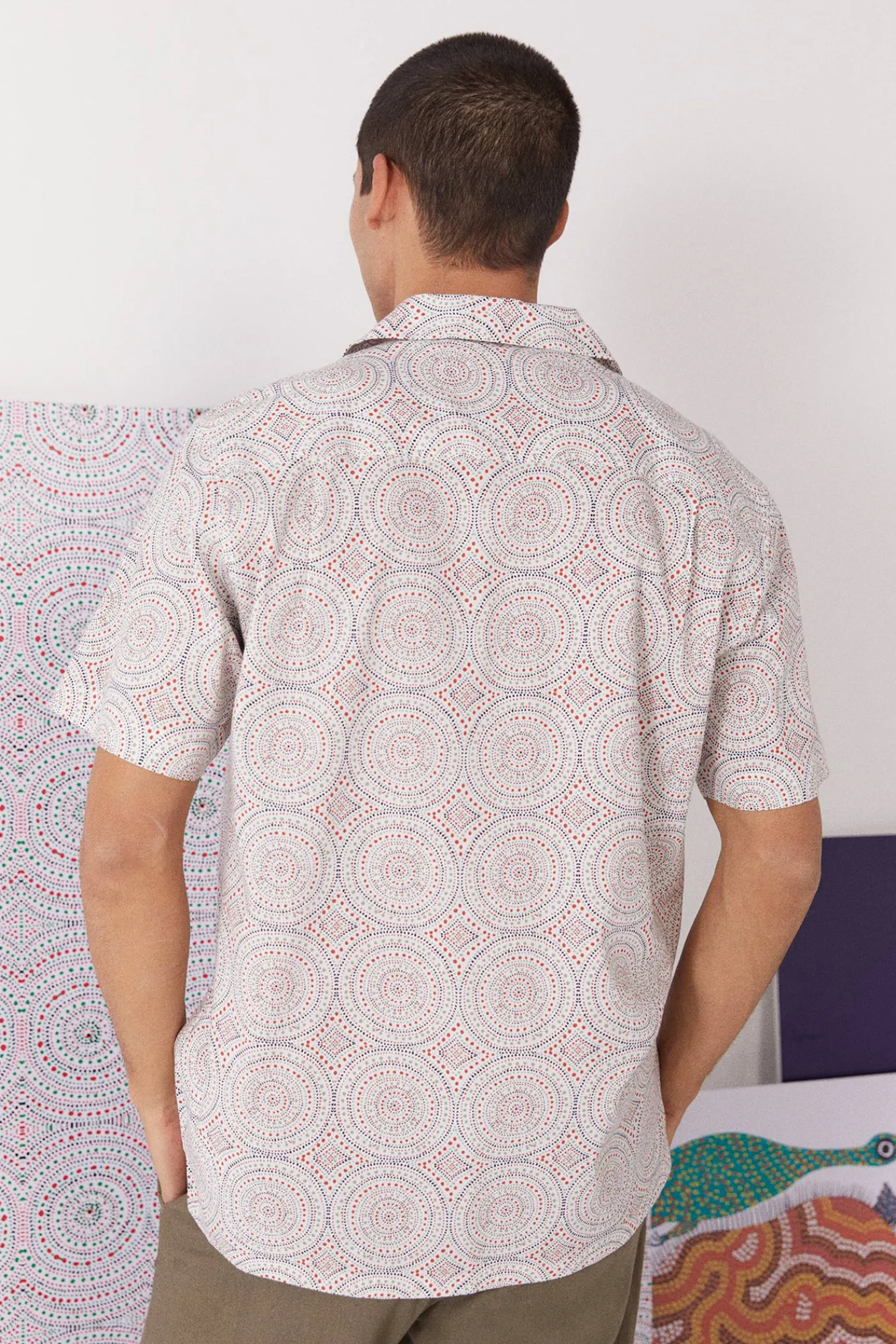 * Camisa Estampada Marfil Outlet