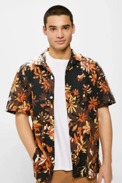 * Camisa Estampada Marron Oscuro Discount