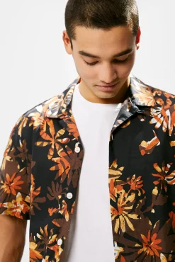 * Camisa Estampada Marron Oscuro Discount