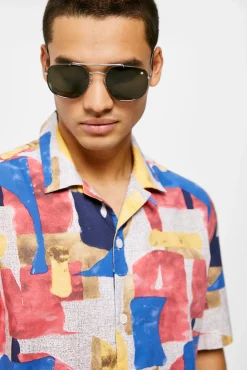 * Camisa Estampada Fucsia Online