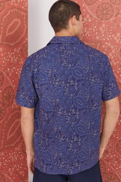 * Camisa Estampada Azul Medio Online