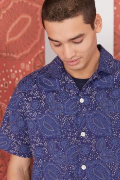 * Camisa Estampada Azul Medio Online