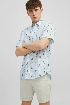 Jack & Jones Camisa Estampada Algodon Azul Claro Outlet