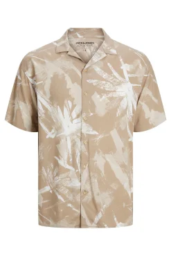Jack & Jones Camisa Estampada Manga Corta Beige Sale