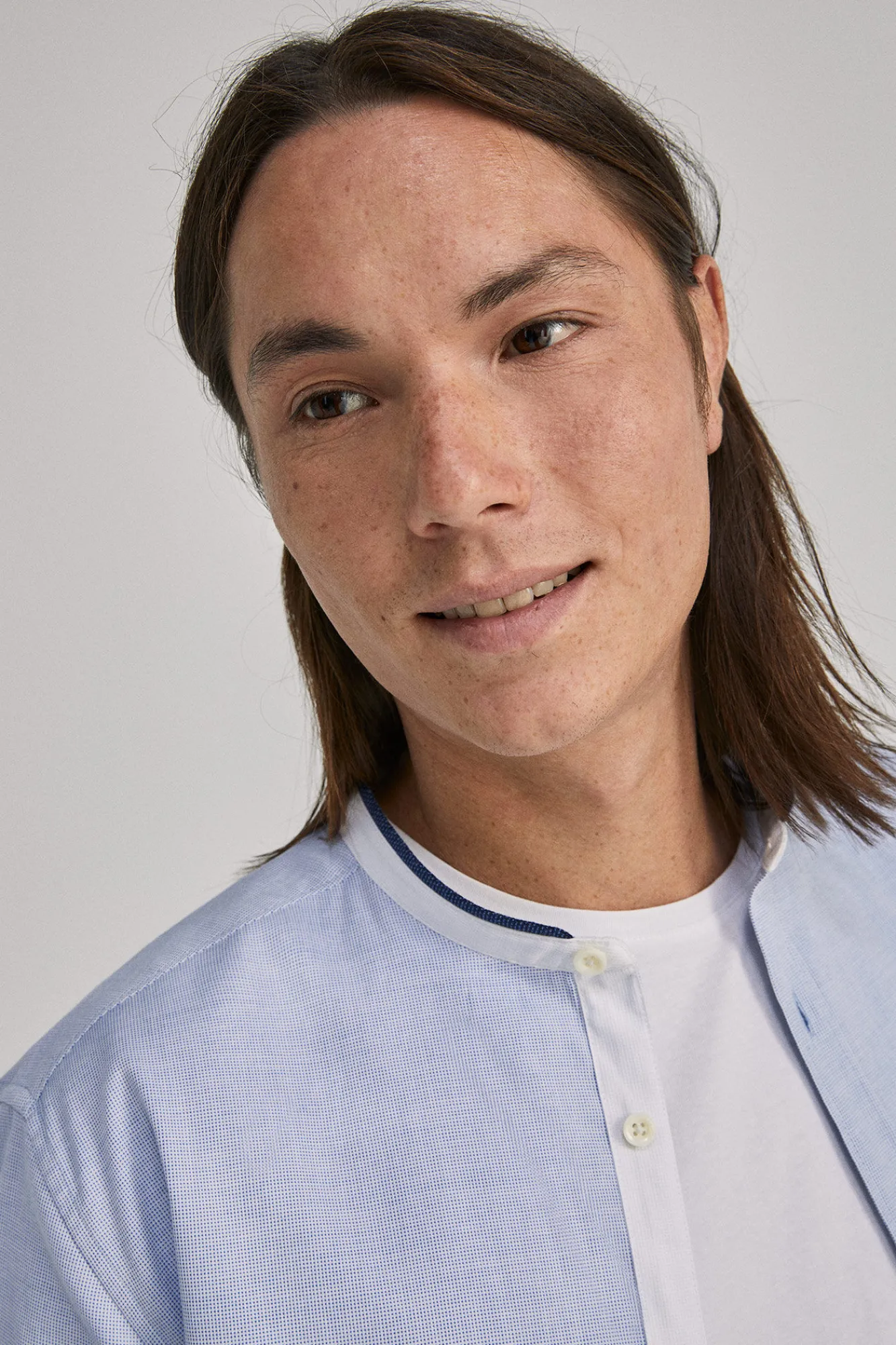* Camisa Estructura Mao Azul Claro Discount