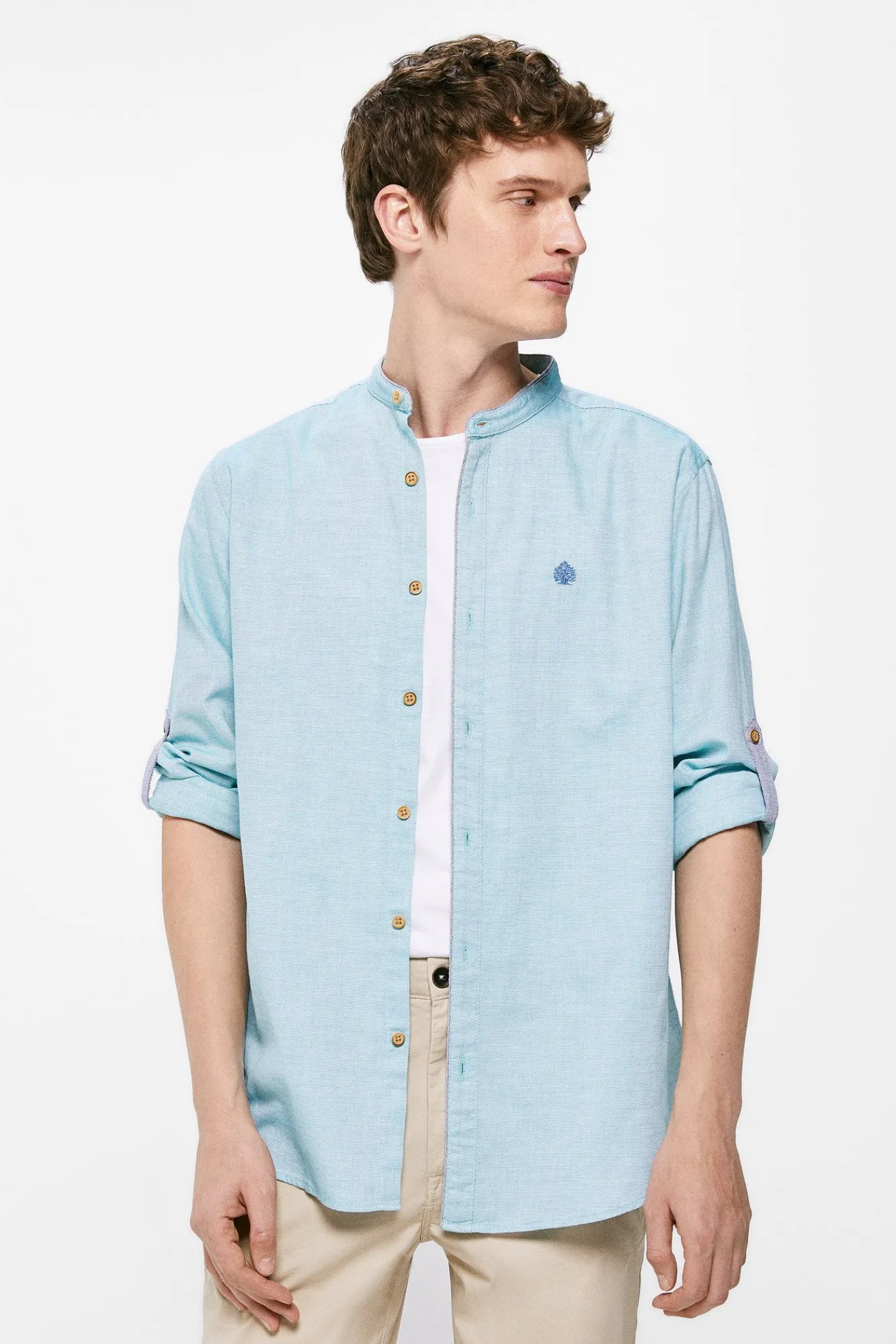 * Camisa Estructura Mao Estampado Turquesa Discount