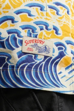 Superdry Camisa Hawaiana De Manga Corta Vintage Estampado Amarillo Clearance