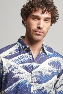 Superdry Camisa Hawaiana De Manga Corta Vintage Estampado Azul Best