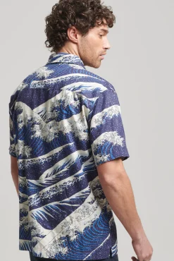 Superdry Camisa Hawaiana De Manga Corta Vintage Estampado Azul Best