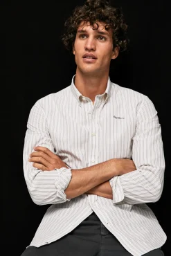 Pepe Jeans Camisa Hombre A Rayas Marfil Outlet