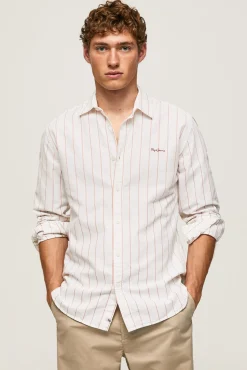 Pepe Jeans Camisa Hombre A Rayas Finas Tipo Oxford. Blanco Online