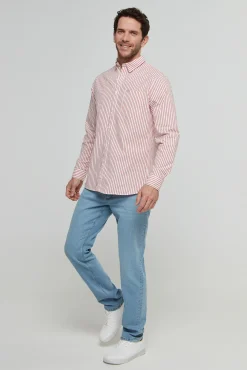 Pepe Jeans Camisa Hombre A Rayas Regular Fit. Rojo New
