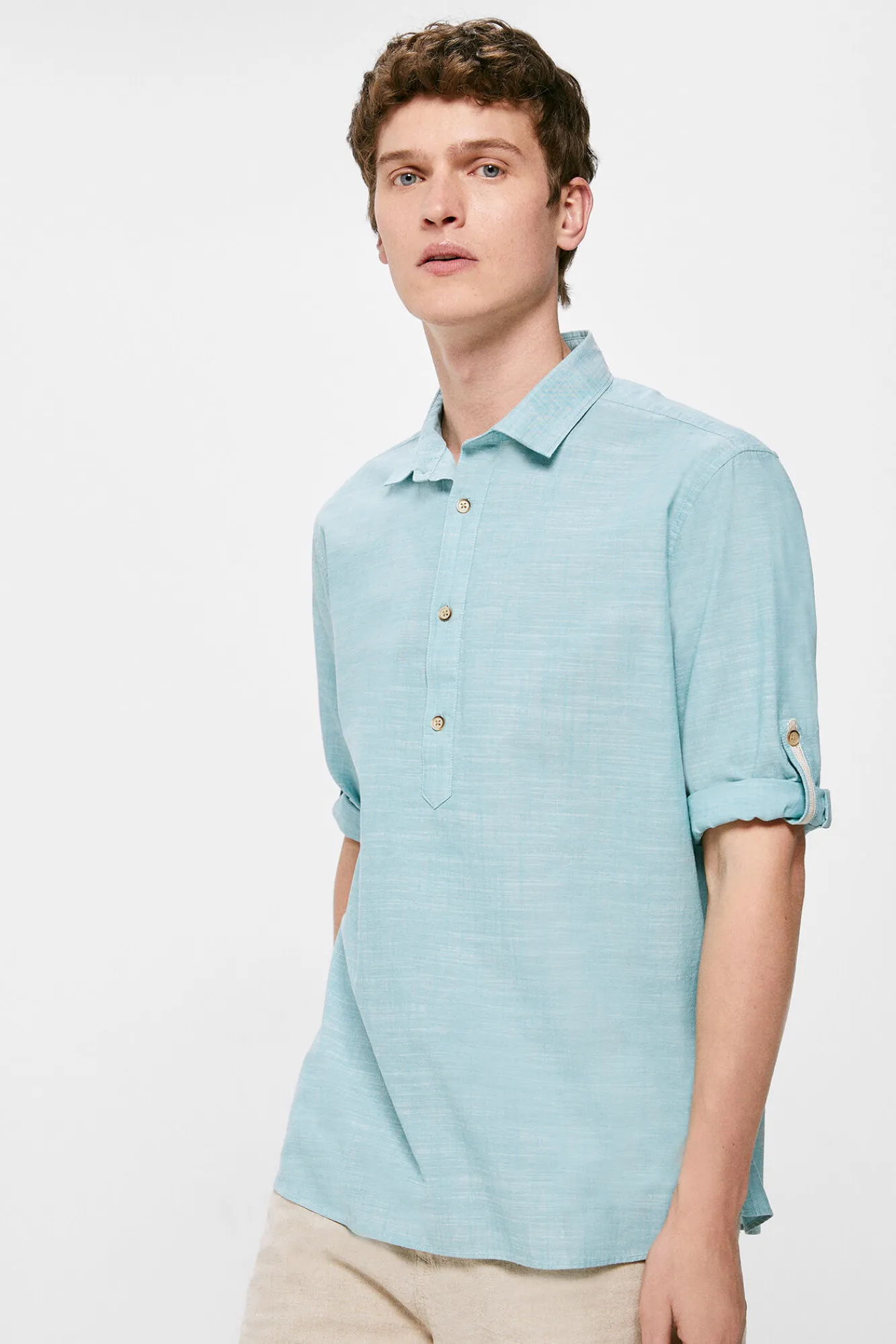 * Camisa Ligera Color Turquesa Online