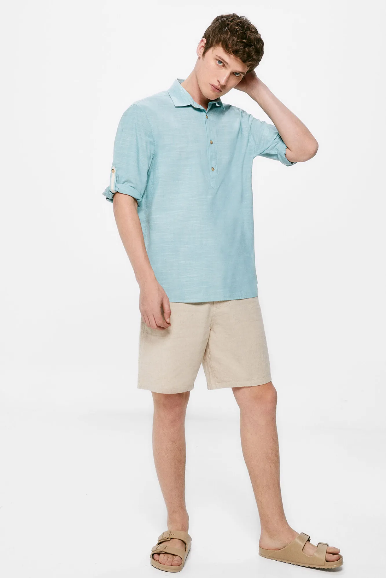 * Camisa Ligera Color Turquesa Online