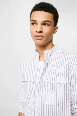 * Camisa Ligera Rayas Azul Medio Outlet