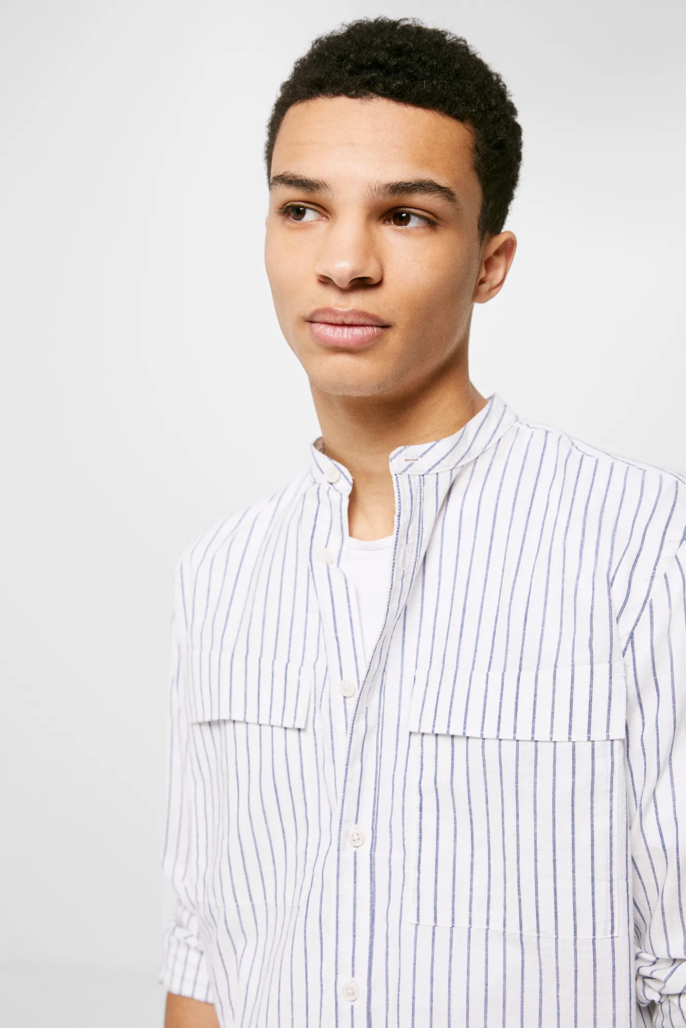 * Camisa Ligera Rayas Azul Medio Outlet