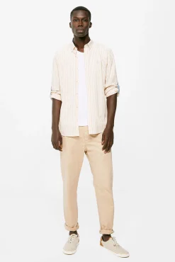 * Camisa Ligera Rayas Beige Medio Clearance