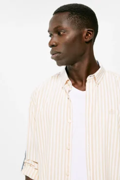 * Camisa Ligera Rayas Beige Medio Clearance