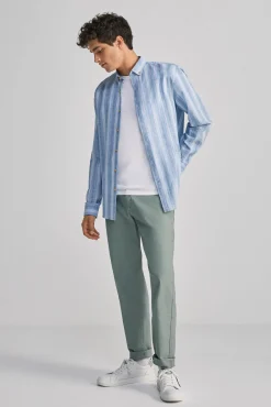 * Camisa Ligera Rayas Estampado Azul New