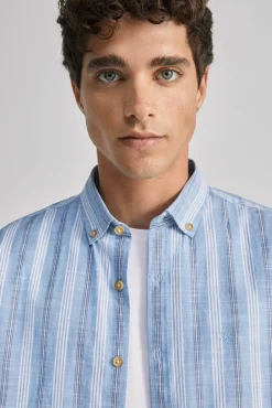 * Camisa Ligera Rayas Estampado Azul New
