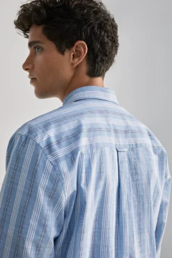 * Camisa Ligera Rayas Estampado Azul New