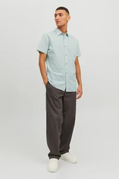 Jack & Jones Camisa Linho Slim Verde Sale