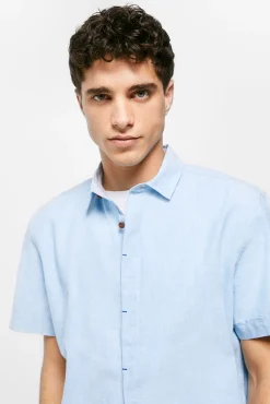* Camisa Lino Azul Claro Discount