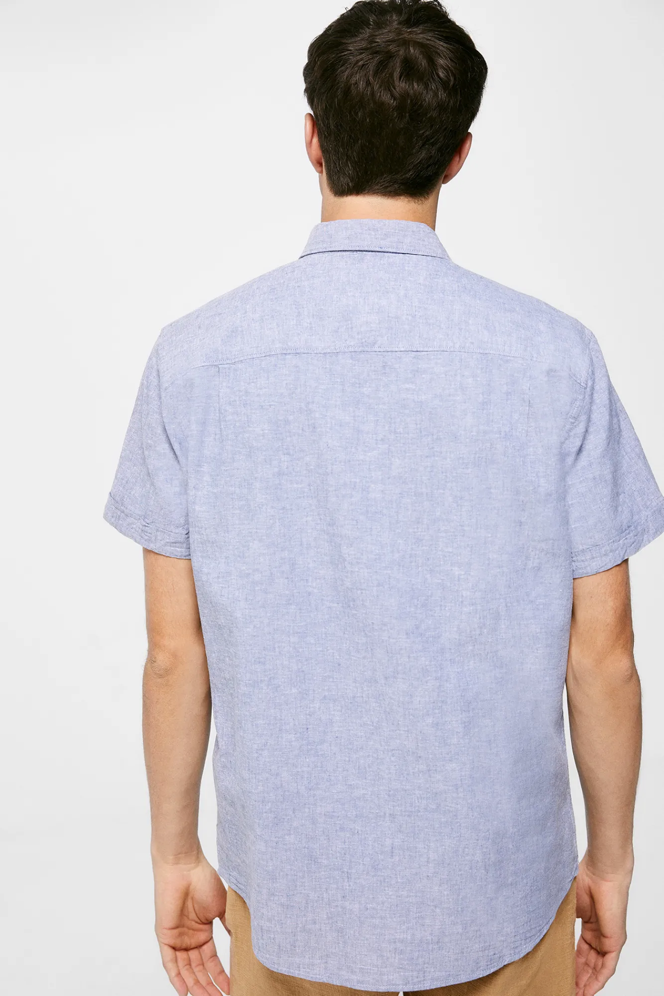 * Camisa Lino Azul Medio Outlet
