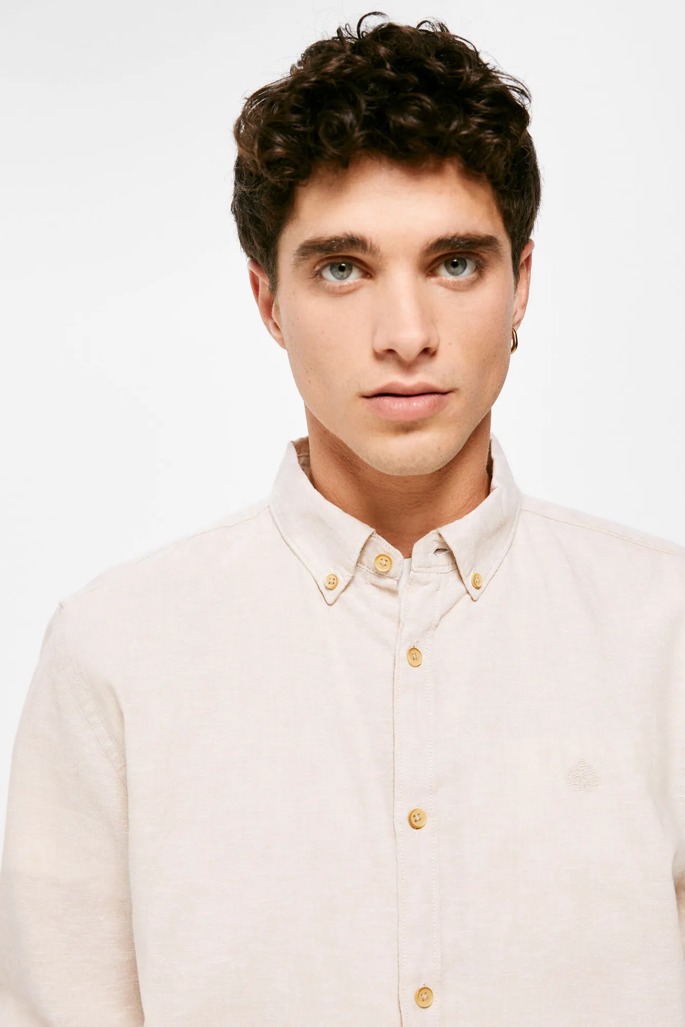 * Camisa Lino Color Marron Clearance