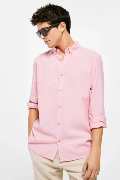 * Camisa Lino Color Rosa Clearance