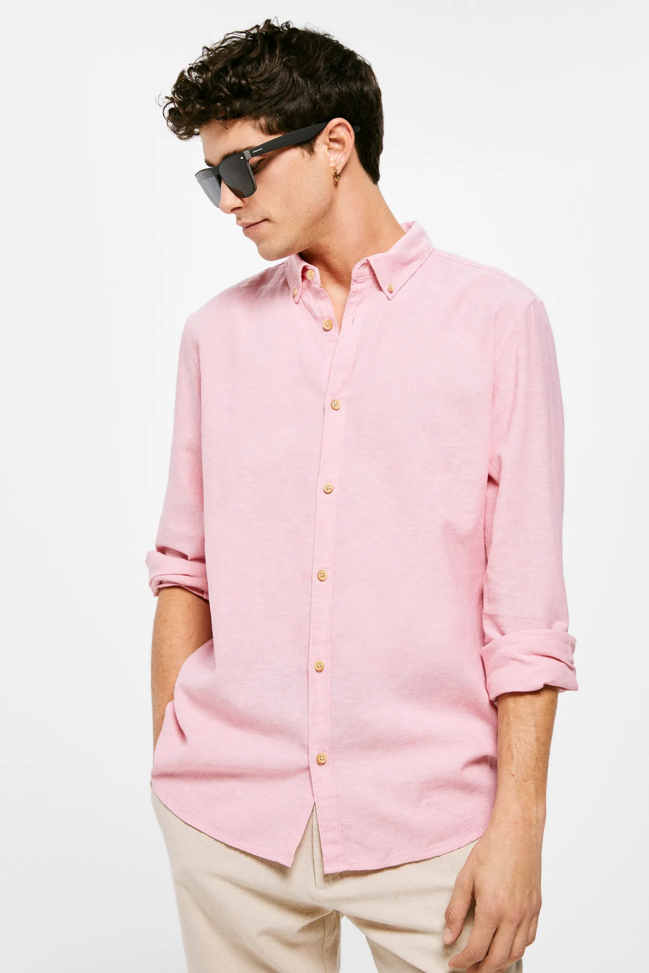 * Camisa Lino Color Rosa Clearance