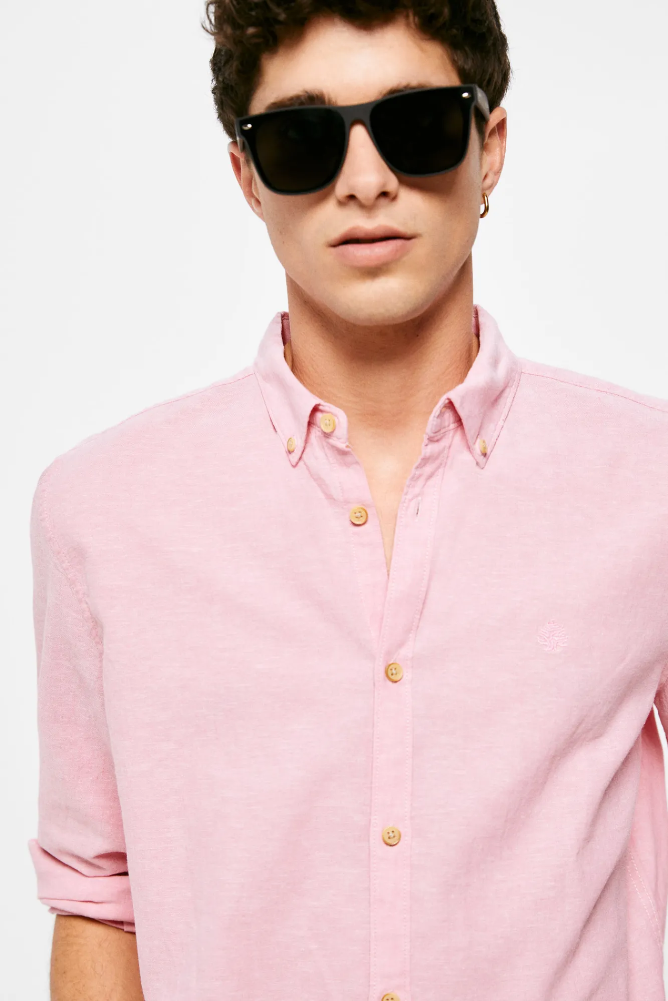 * Camisa Lino Color Rosa Clearance