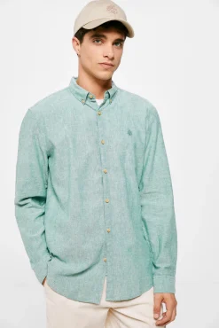 * Camisa Lino Color Verde Best