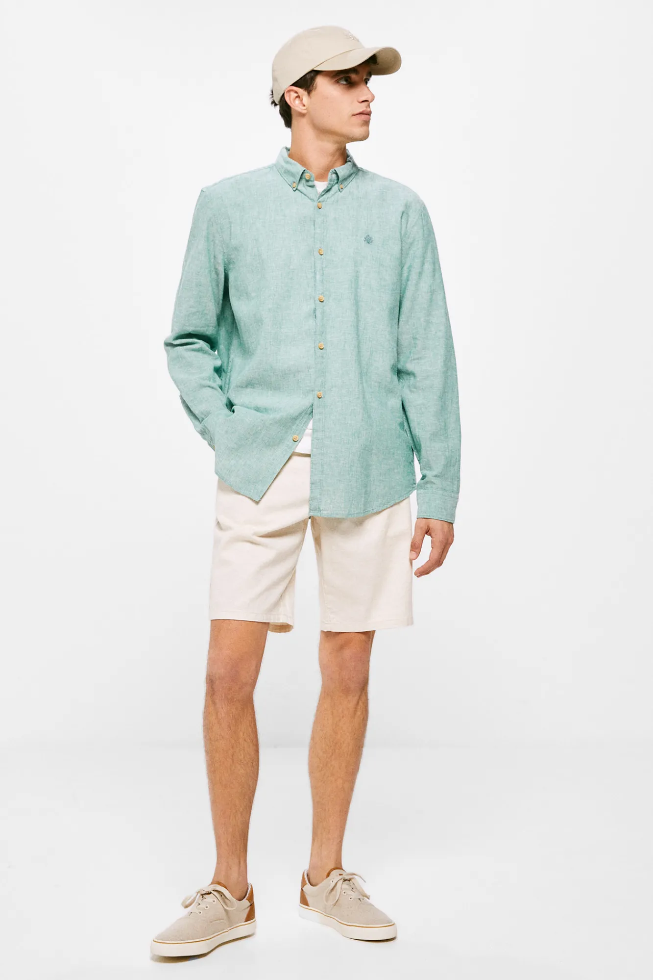* Camisa Lino Color Verde Best