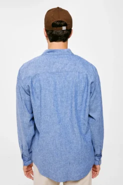 * Camisa Lino Color Azul Clearance