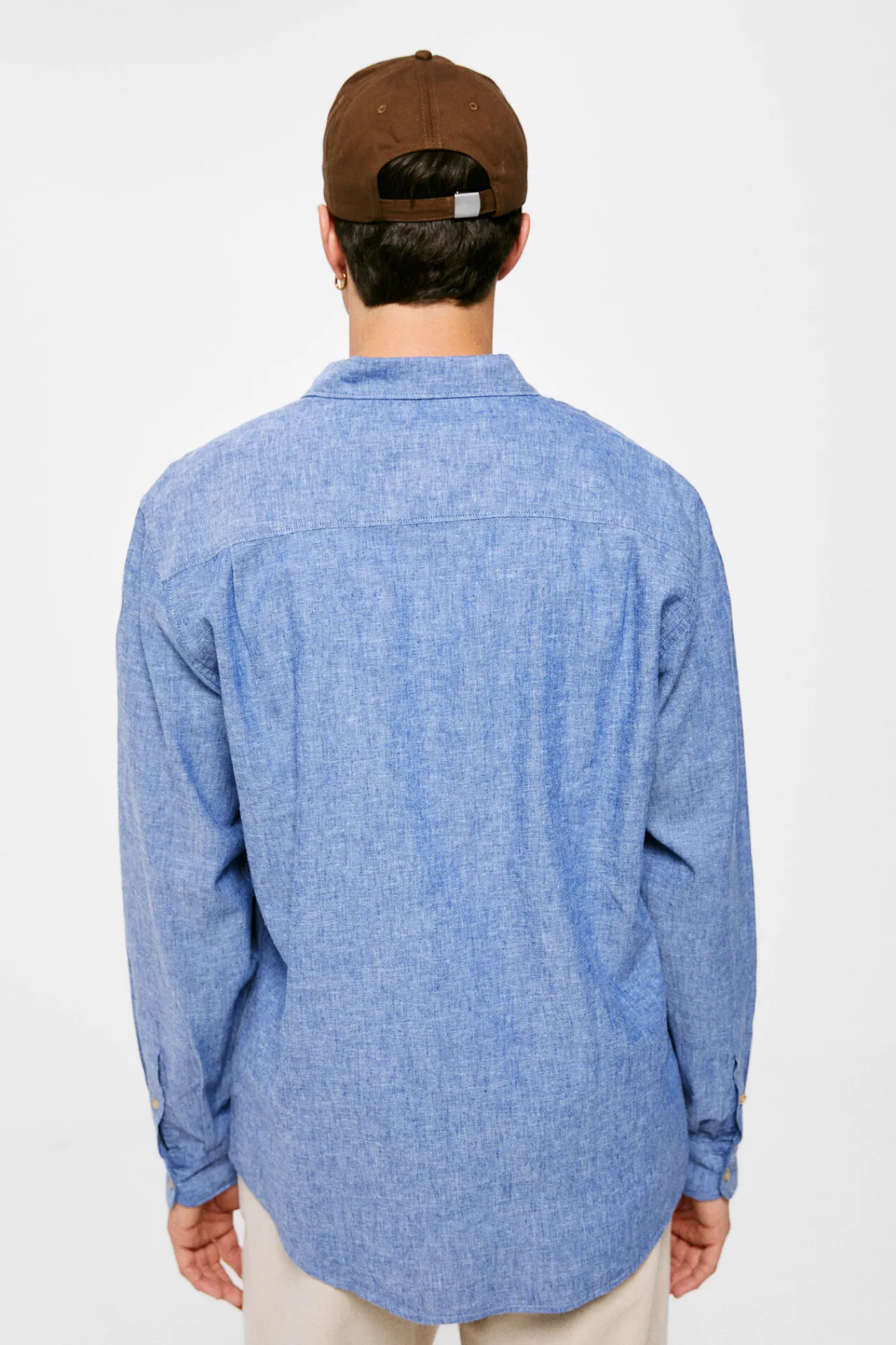 * Camisa Lino Color Azul Clearance