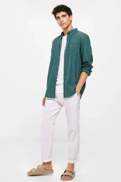 * Camisa Lino Color Azul Best