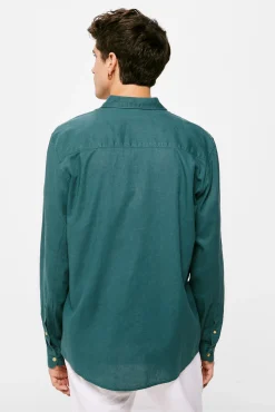 * Camisa Lino Color Azul Best
