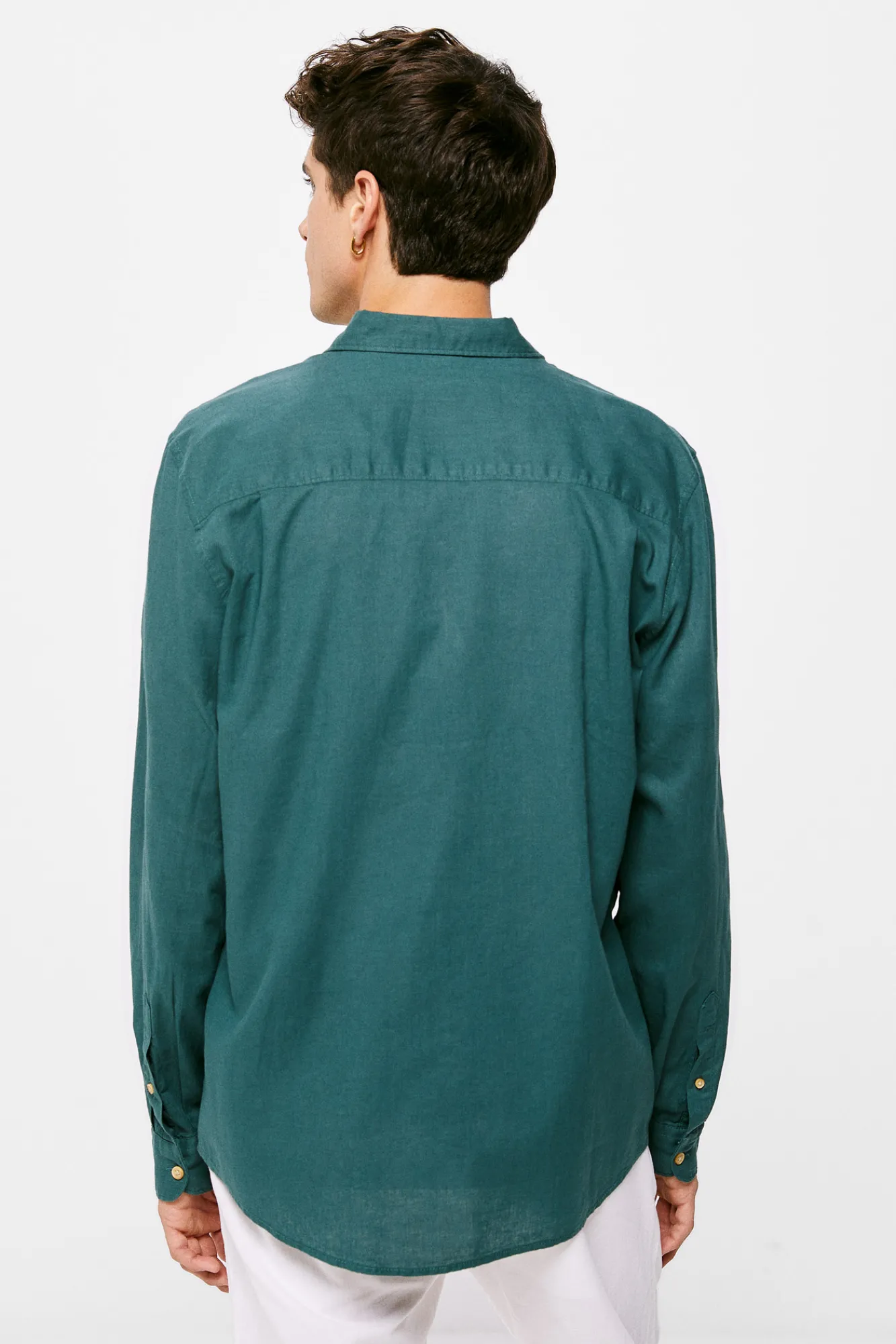 * Camisa Lino Color Azul Best