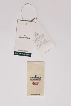 * Camisa Lino Estampada Beige New