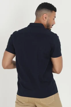 Brave Soul Camisa Lino Lisa Manga Corta Navy Outlet